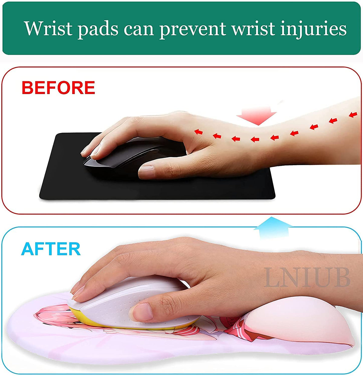 3D Raised Wrist Breast Ass Mouse Pad
